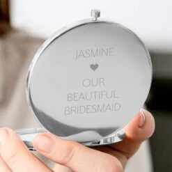 Personalised Silver Plated Compact Mirror - Bridesmaid
