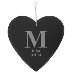 Engraved Large Heart Slate Keepsake - Big Initial