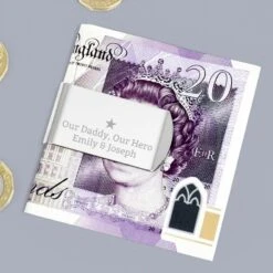 Engraved Silver Plated Money Clip - Star