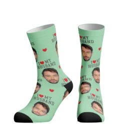 Front Page 14 I Heart My Husband Photo Face Socks