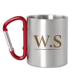 Initials Engraved Stainless Steel Carabiner Mug