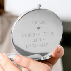 Personalised Silver Plated Compact Mirror - Little Bridesmaid