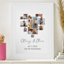 Multi Photo Upload Framed Print For Anniversaries - Photo Heart