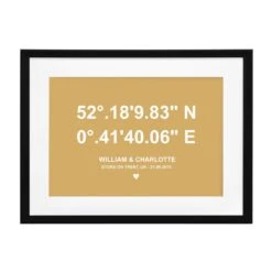 Personalised Anniversary Coordinates Poster Frame -Cherished Gifts Shop personalised anniversary coordinates poster frame gold