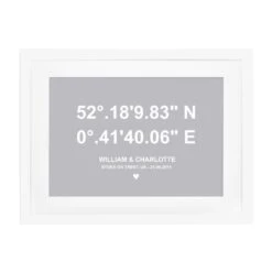 Personalised Anniversary Coordinates Poster Frame -Cherished Gifts Shop personalised anniversary coordinates poster frame grey 1