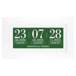 Personalised Anniversary Dates Box Frame -Cherished Gifts Shop personalised anniversary dates box frame green
