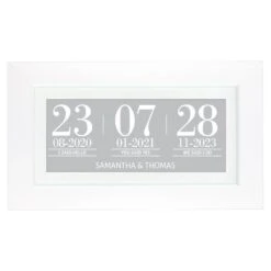 Personalised Anniversary Dates Box Frame -Cherished Gifts Shop personalised anniversary dates box frame silver