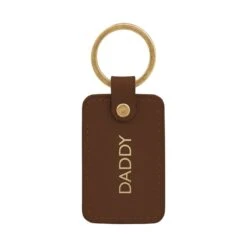 Personalised Brown Leather Keyring Tag