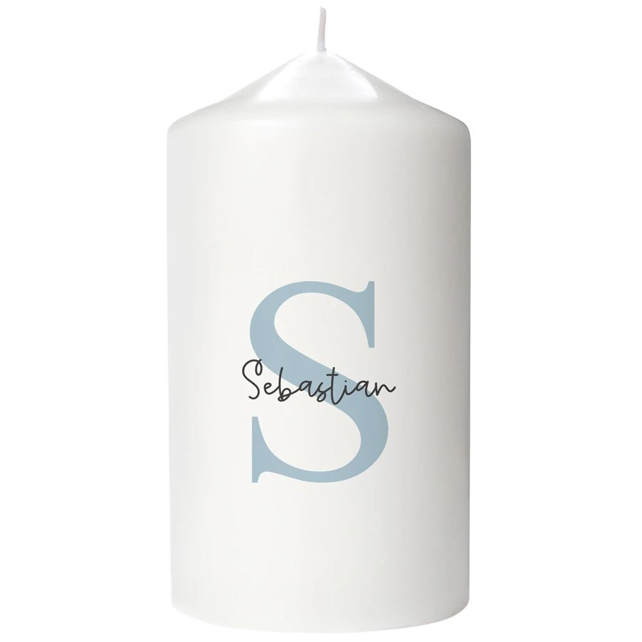 Personalised Candle - Blue Initial & Name 1 Personalised Candle - Blue Initial & Name