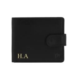 Front Page -Cherished Gifts Shop personalised debossed initials black leather wallet 3