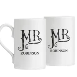 Personalised Dotty Mr And Mr Windsor Mug Set