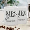 Personalised Dotty Mrs And Mrs Mug Set