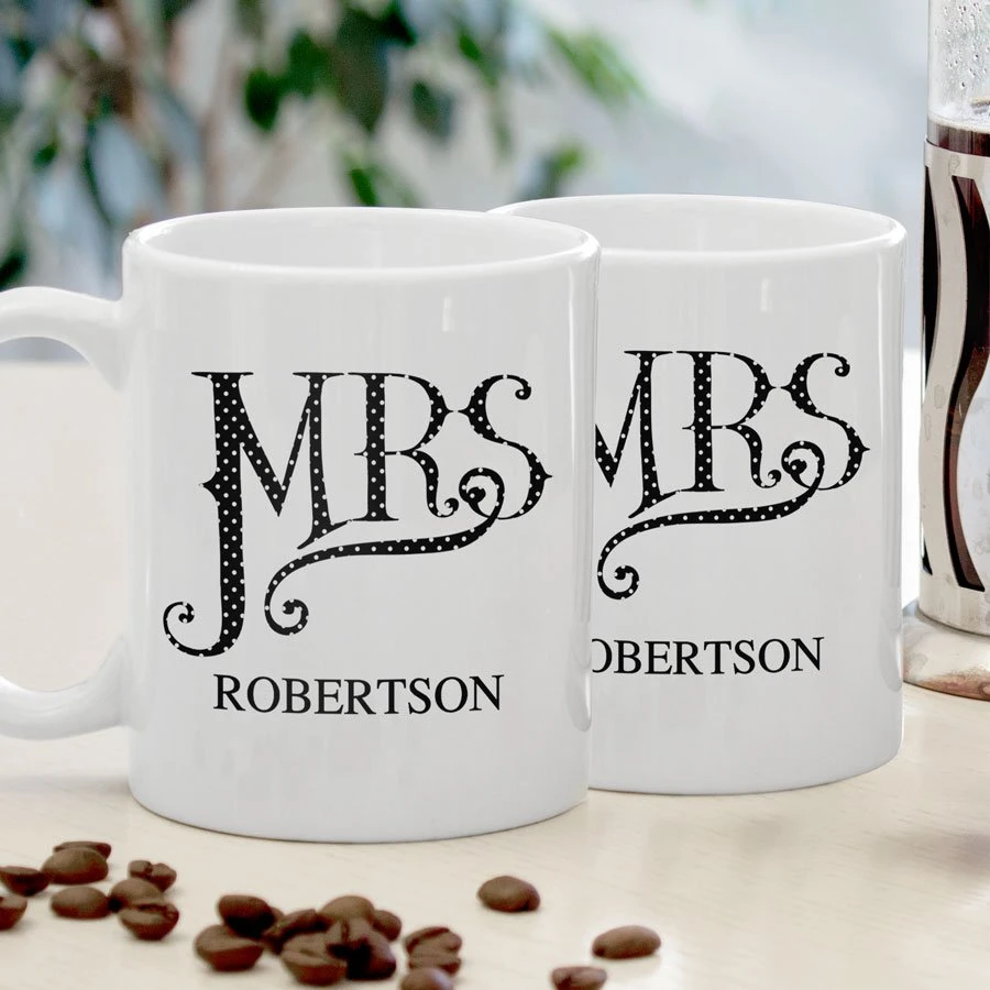 Front Page 31 Front Page -Cherished Gifts Shop personalised dotty mrs and mrs mug set m 13460 set
