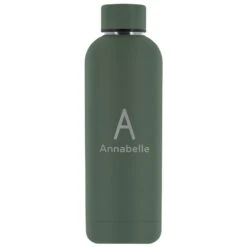 Personalised Double Walled Stainless Steel Bottle -Cherished Gifts Shop personalised double walled stainless steel bottle darkgreen