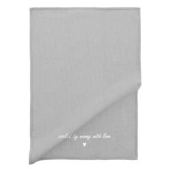 Personalised Embroidered Tea Towel - Heart Design -Cherished Gifts Shop personalised embroidered tea towel heart design grey