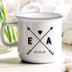 Personalised Enamel Mug - Couple Arrows