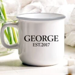 Personalised Enamel Mug - Established