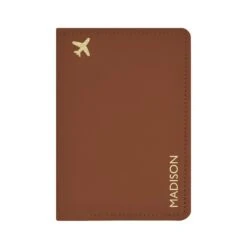 Personalised Frequent Traveller Passport Holder -Cherished Gifts Shop personalised frequent traveller passport holder brown