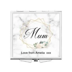 Personalised Geometric & Marble Compact Mirror