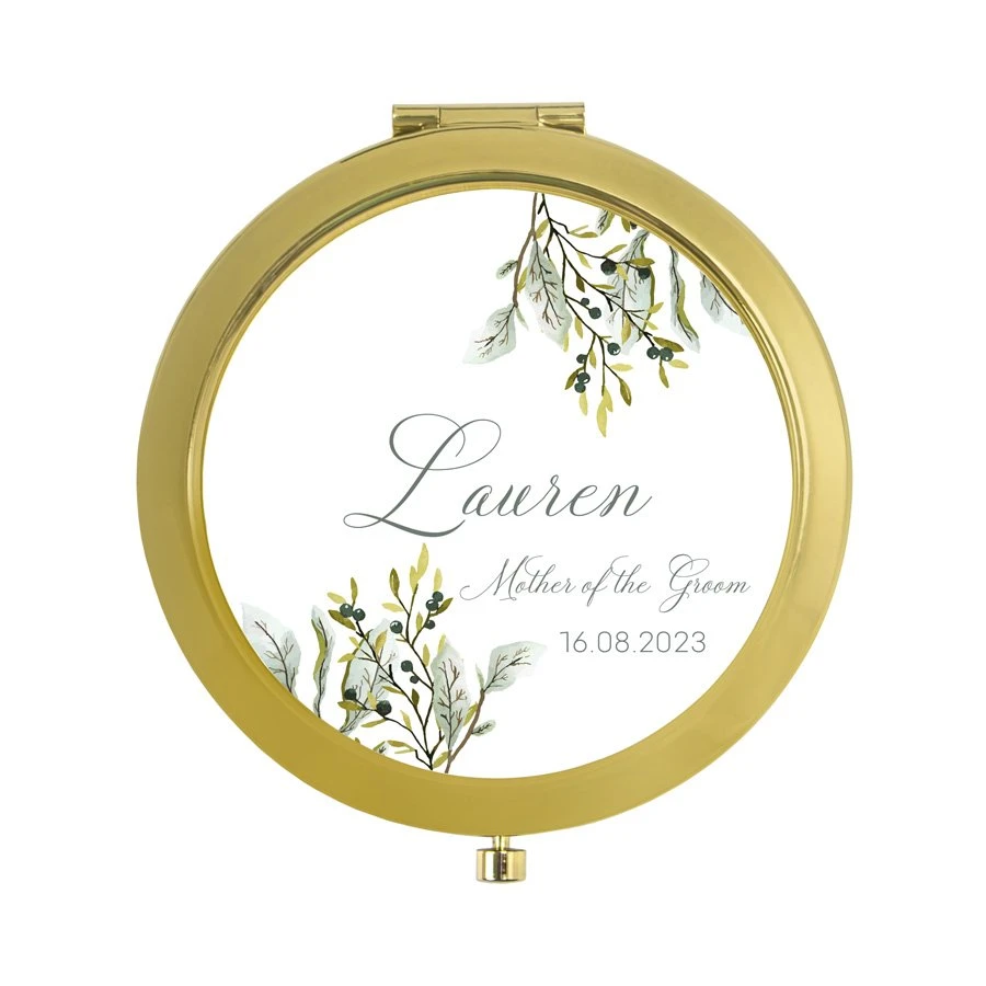 Personalised Gold Wedding Compact Mirror 1 Personalised Gold Wedding Compact Mirror
