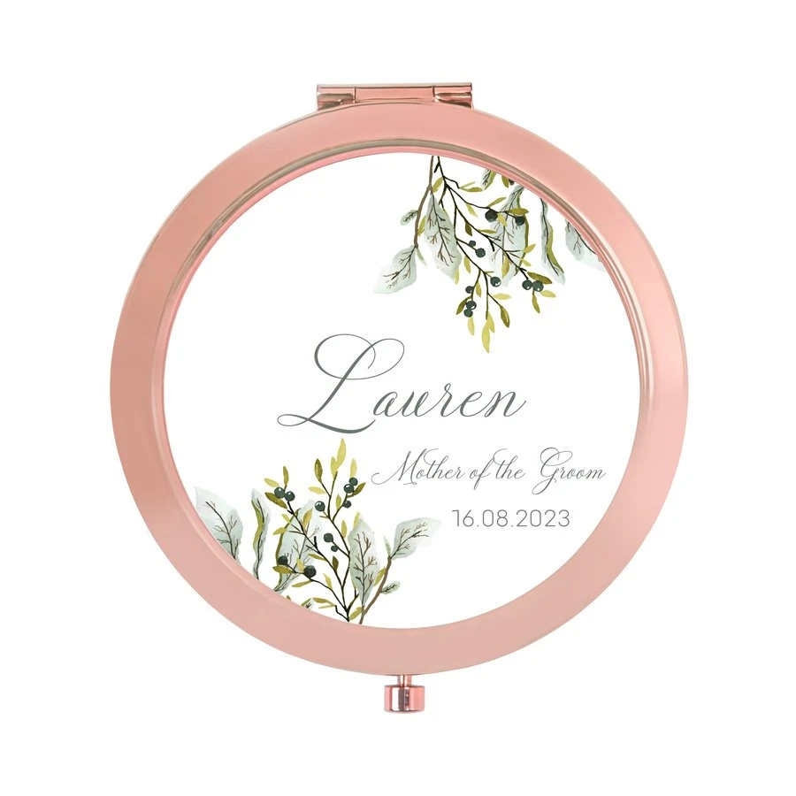 Personalised Gold Wedding Compact Mirror 2 Personalised Gold Wedding Compact Mirror - Image 2