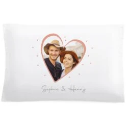 Front Page 22 Personalised Heart Photo & Text Pillowcase