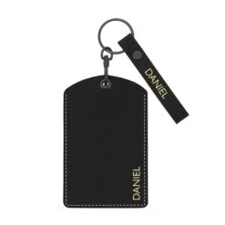 Personalised Leather Card Holder & Keyring Set -Cherished Gifts Shop personalised leather card holder keyring set black