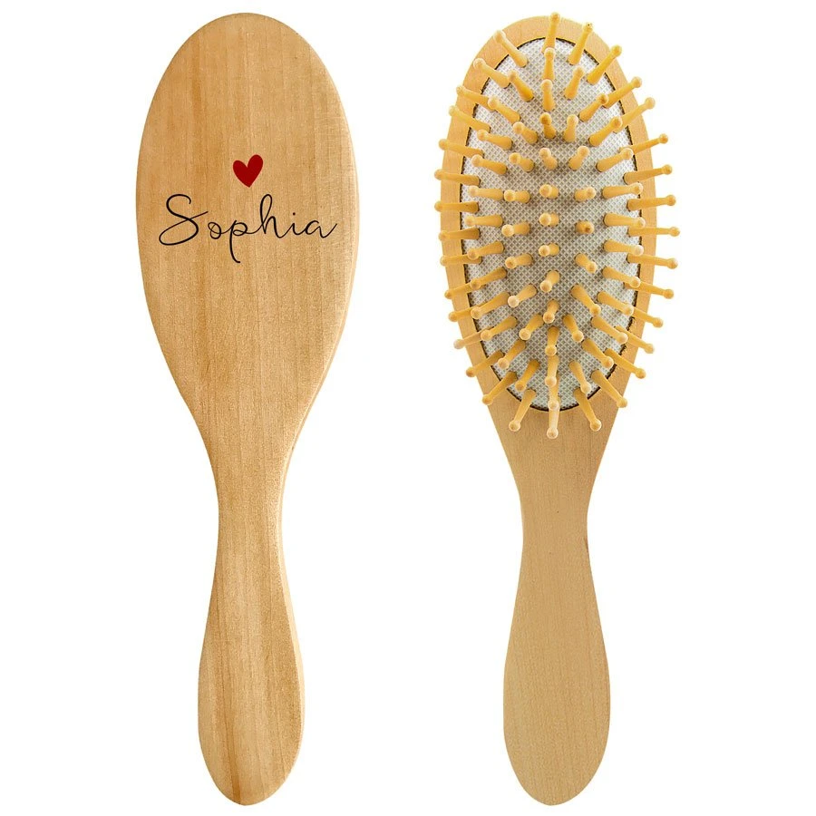 Personalised Love Heart Wooden Hair Brush 1 Personalised Love Heart Wooden Hair Brush