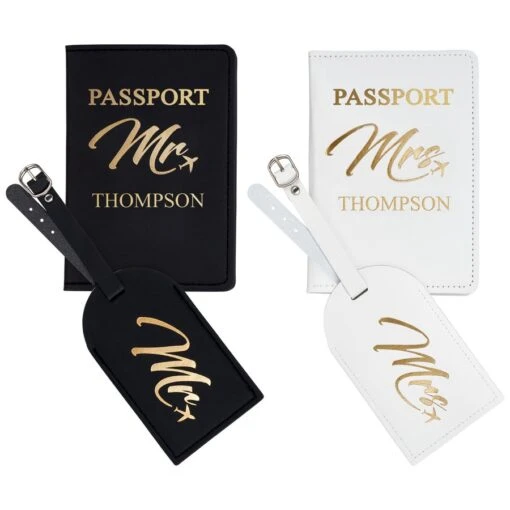 Personalised Mr & Mrs Passport & Luggage Tag Set 8 Personalised Mr & Mrs Passport & Luggage Tag Set -Cherished Gifts Shop personalised mr mrs passport luggage tag set