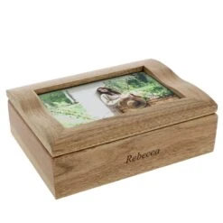 Personalised Oak Photo Jewellery Box - Name