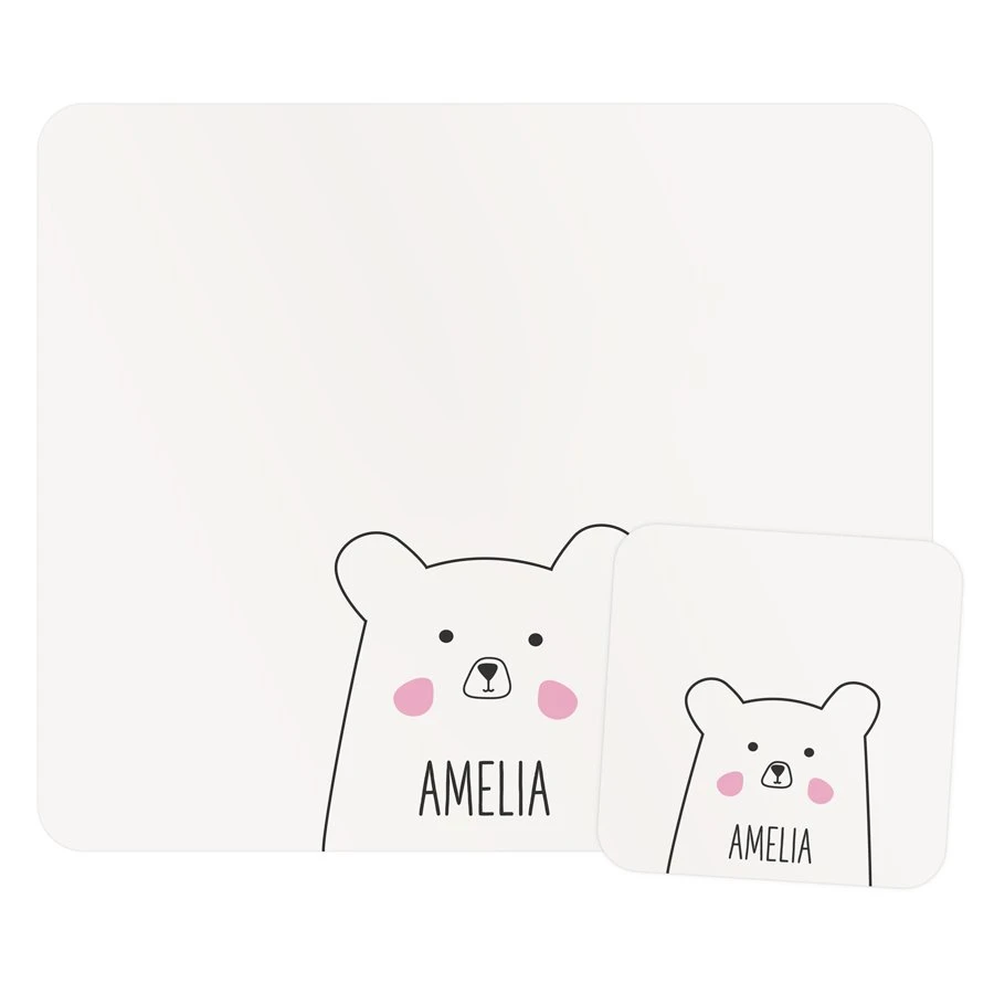 Personalised Placemat & Coaster Set - Bear 1 Personalised Placemat & Coaster Set - Bear