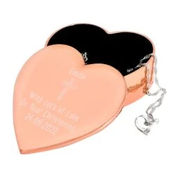 Personalised Rose Gold Heart Trinket - Christening
