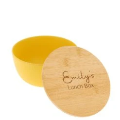 Personalised Round Lunch Box With Bamboo Lid -Cherished Gifts Shop personalised round lunch box with bamboo lid 2