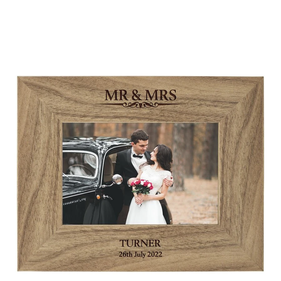 Personalised Rustic Photo Frame - Classic Mr & Mrs 2 Personalised Rustic Photo Frame - Classic Mr & Mrs - Image 2