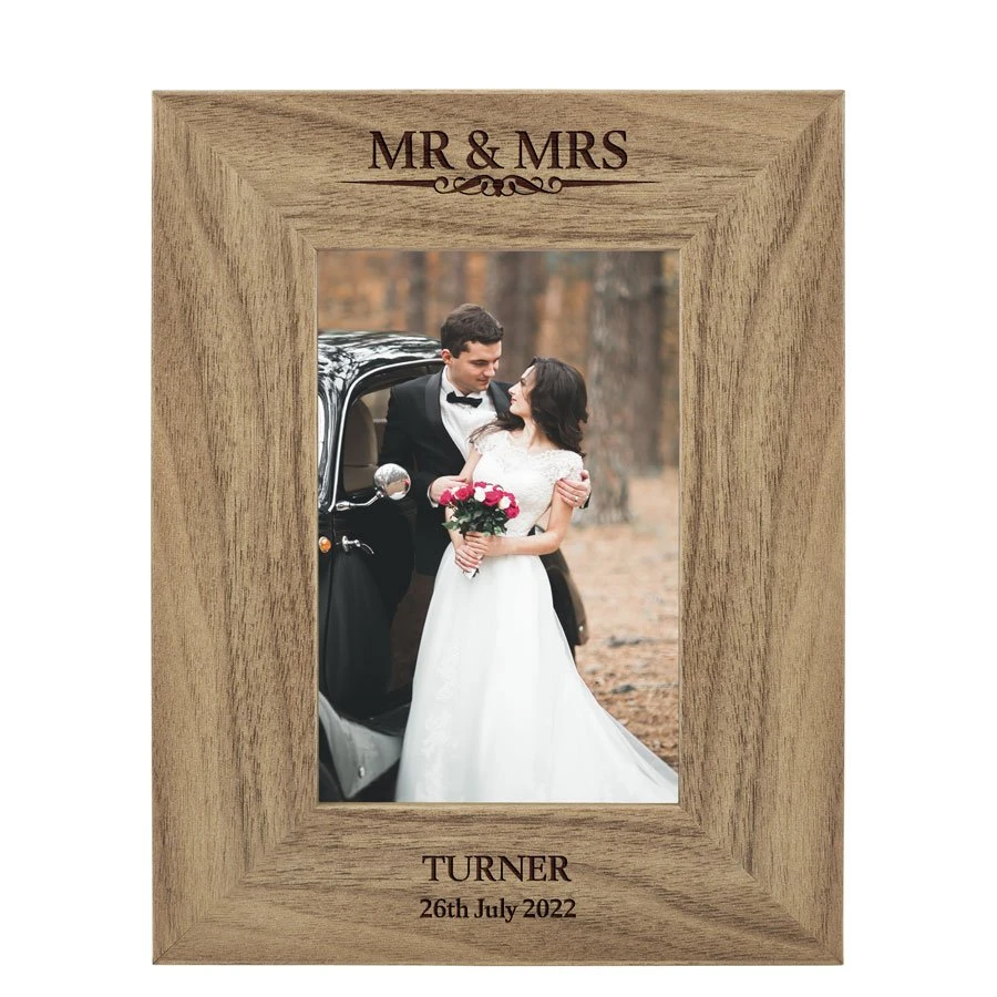 Personalised Rustic Photo Frame - Classic Mr & Mrs 1 Personalised Rustic Photo Frame - Classic Mr & Mrs