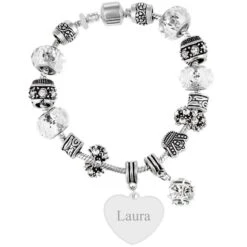 Personalised Silver Charm Bracelet - Name
