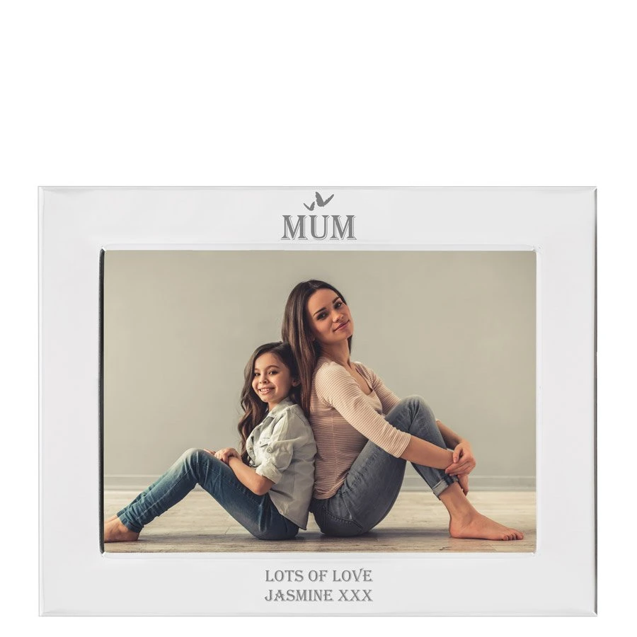 Personalised Silver Plated Photo Frame - Butterfly Design 2 Personalised Silver Plated Photo Frame - Butterfly Design - Image 2