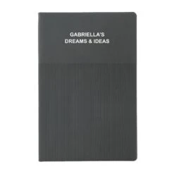 Personalised Sustainable Notebook - Dreams & Ideas -Cherished Gifts Shop personalised sustainable notebook dreams ideas grey