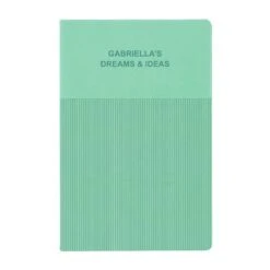 Personalised Sustainable Notebook - Dreams & Ideas -Cherished Gifts Shop personalised sustainable notebook dreams ideas turquise