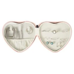 Personalised Travel Heart Jewellery Box -Cherished Gifts Shop personalised travel heart jewellery box open