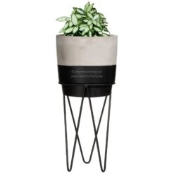 Personalised Two Tone Stoneware Planter & Stand