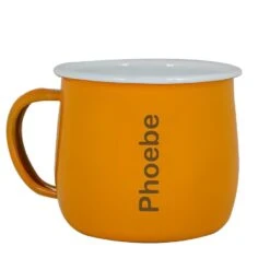 Personalised Vintage Enamel Name Mug -Cherished Gifts Shop personalised vintage enamel name mug sunset mustard 714