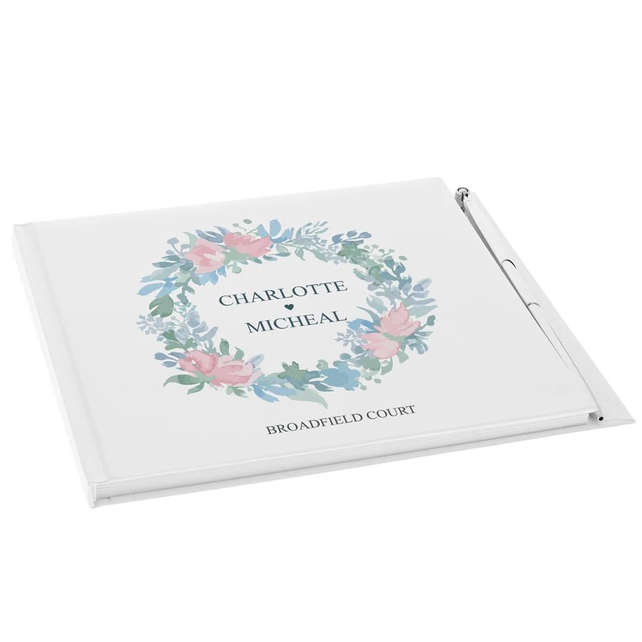 Personalised Wedding Guest Book With Pen - Floral 2 Personalised Wedding Guest Book With Pen - Floral - Image 2