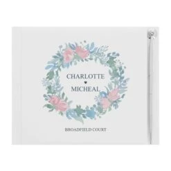 Personalised Wedding Guest Book With Pen - Floral