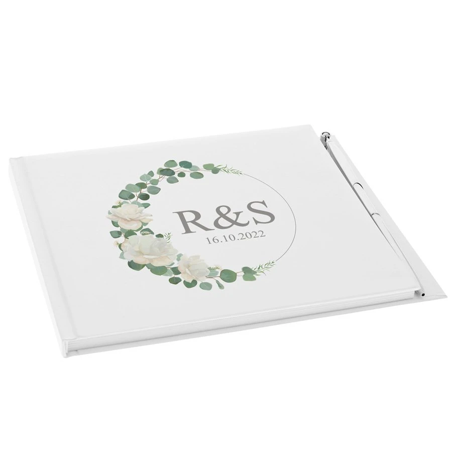 Personalised Wedding Guest Book With Pen - Initials 2 Personalised Wedding Guest Book With Pen - Initials - Image 2
