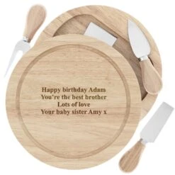 Personalised Wooden Cheeseboard With Tools