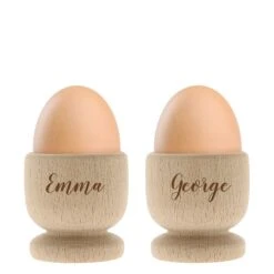 Personalised Wooden Egg Cup Set