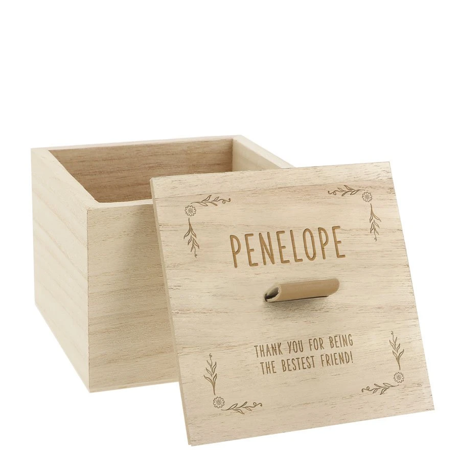 Personalised Wooden Trinket Box - Floral Design 1 Personalised Wooden Trinket Box - Floral Design