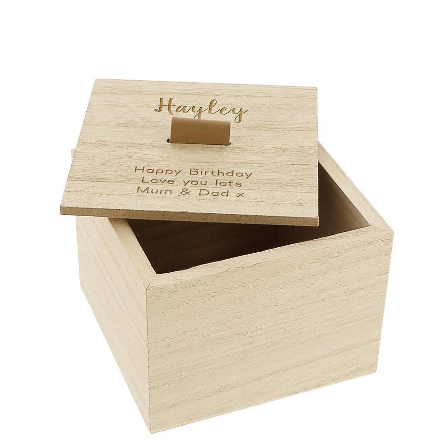 Personalised Wooden Trinket Box - Name & Message 2 Personalised Wooden Trinket Box - Name & Message - Image 2