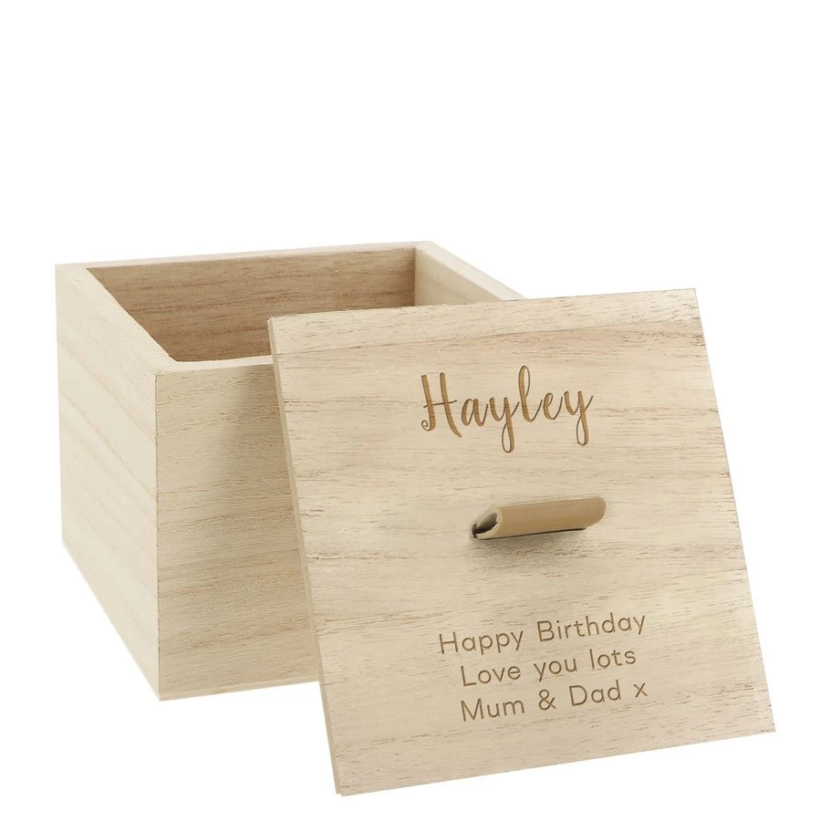 Personalised Wooden Trinket Box - Name & Message 1 Personalised Wooden Trinket Box - Name & Message